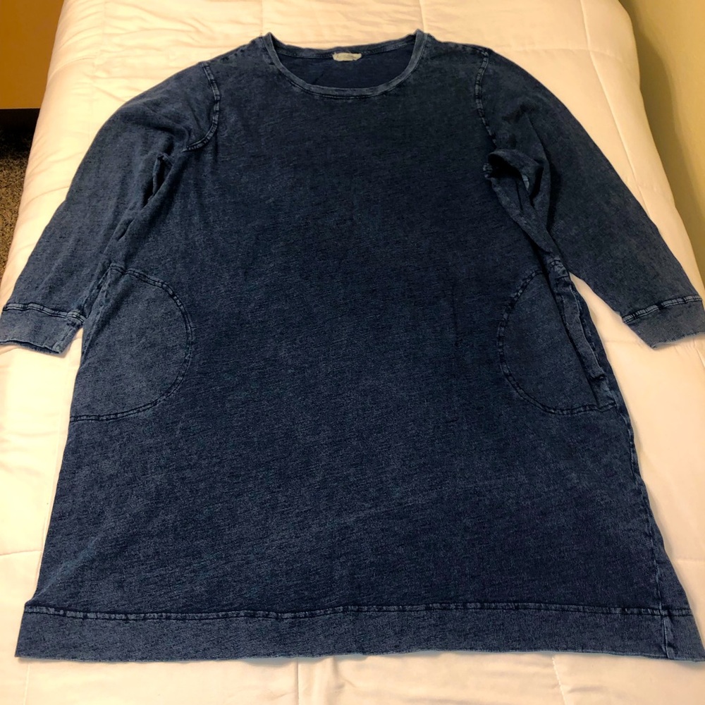 Jane And Delancey Stone Wash Denim Long Sleeve Dress With Pockets